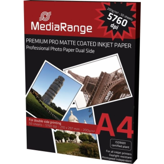 MediaRange mattes Fotopapier Duo DIN A4 50 Blatt 200g