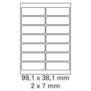 100 Bogen Etiketten 99,1 x 38,1 mm auf DIN A4 weiß