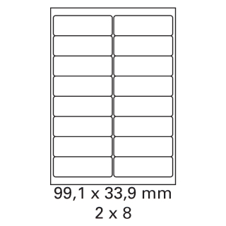 100 Bogen Etiketten 99,1 x 33,9 mm auf DIN A4 weiß