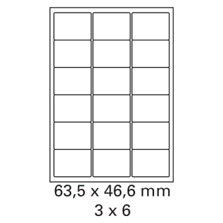 200 Bogen Etiketten 63,5 x 46,6 mm auf DIN A4 weiß