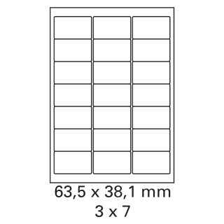 1000 Bogen Etiketten 63,5 x 38,1 mm auf DIN A4 weiß