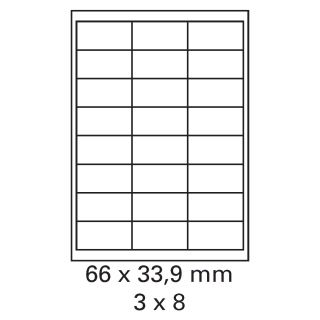 2000 Bogen Etiketten 66 x 33,9 mm auf DIN A4 weiß