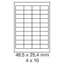 200 Bogen Etiketten 48,5 x 25,4 mm auf DIN A4 weiß