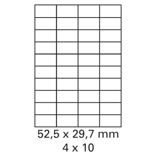 100 Bogen Etiketten 52,4 x 29,7 mm auf DIN A4 weiß
