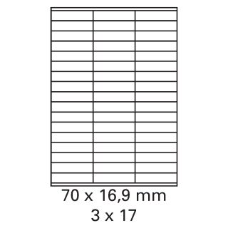 100 Bogen Etiketten 70 x 16,9 mm auf DIN A4 weiß