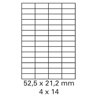 2000 Bogen Etiketten 52,5 x 21,2 mm auf DIN A4 weiß
