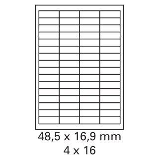 100 Bogen Etiketten 48,5 x 16,9 mm auf DIN A4 weiß