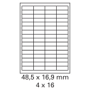 200 Bogen Etiketten 48,5 x 16,9 mm auf DIN A4 weiß