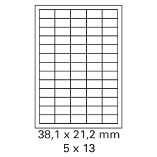 1000 Bogen Etiketten 38,1 x 21,2 mm auf DIN A4 weiß