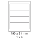 100 Bogen Etiketten 190 x 61 mm auf DIN A4 weiß