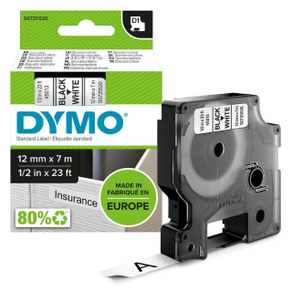 DYMO Beschriftungsband D1 schwarz auf weiß 12 mm - 45013