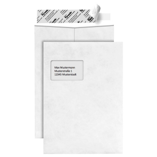 20 BONG Versandtaschen Tyvek® Pocket DIN C4 mit Fenster weiß haftklebend