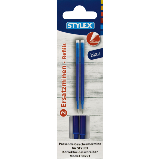 Stylex Ersatzminen 2 Stück für Korrektur-Gelschreiber blauschreibend