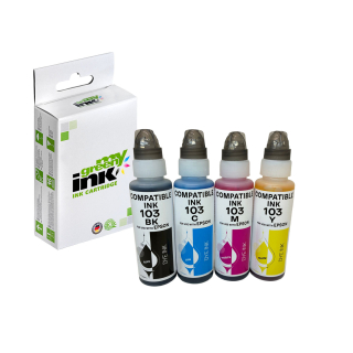 Alternative Tintenflaschen für Epson C13T00S64A / 103 Set (BK+C+M+Y) 4x70 ml