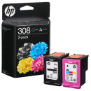 Original HP 308 schwarz, color Druckerpatronen, 2er-Set