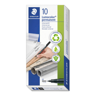 STAEDTLER Lumocolor 10 Folienstifte schwarz 1,0 mm permanent